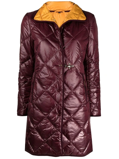 Fay Quilted Mid-length Coat In Red