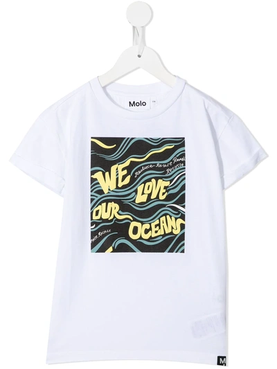 Molo Kids' Randon Graphic-print Organic Cotton T-shirt In White