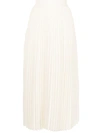 Co Essentials Elastic-waist Pleated Skirt In White