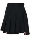 Thom Browne Women Mini Dropped Back Pleated Skirt In School Uniform Plain Weave In Blue