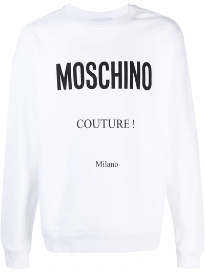 Moschino Logo印花套头衫 In White