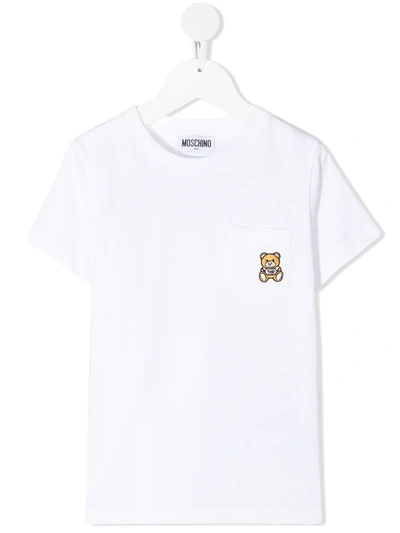 Moschino Kids' Logo Patch Crew-neck T-shirt In White