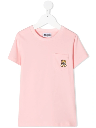 Moschino Kids' Logo Patch T-shirt In Pink