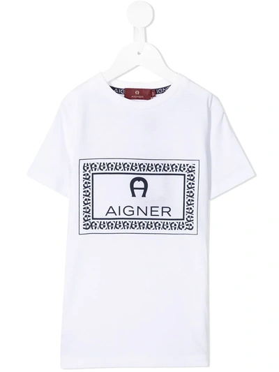 Aigner Kids' Logo Print T-shirt In White