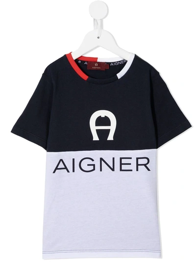 Aigner Kids' 双色t恤 In Blue