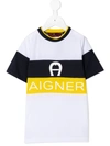 Aigner Logo Stripe T-shirt In White