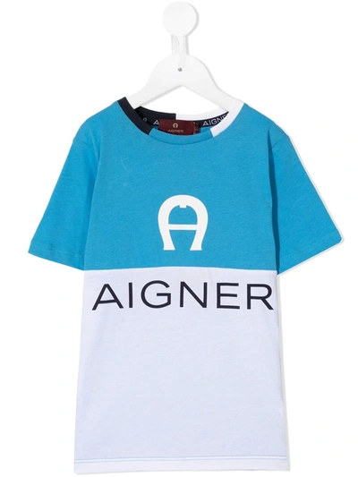 Aigner Kids' Two-tone T-shirt In Blue