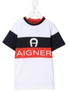 Aigner Logo Stripe T-shirt In White