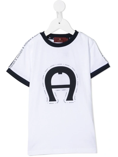 Aigner Kids' Logo Print T-shirt In White