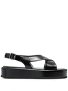 PRADA DEBOSSED-LOGO FLAT SANDALS