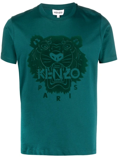 Kenzo Tiger Flock T-shirt In Grün