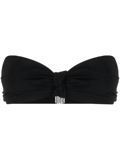 Saint Laurent Bandeau Ruched Bikini Top In Black