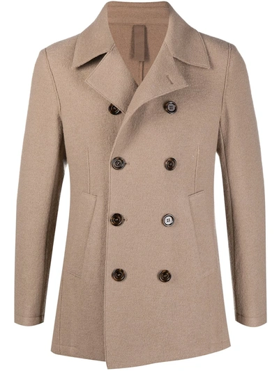 Eleventy Double-breasted Wool Coat In Brown