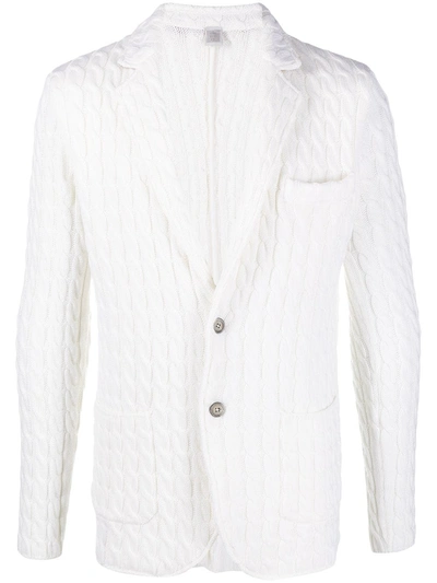 Eleventy Cable-knit Wool Cardigan In White