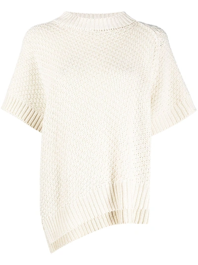 Agnona Asymmetric Cashmere-cotton Sweater In White