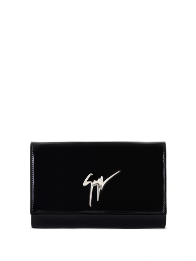 Giuseppe Zanotti Cleopatra Glossy Clutch Bag In Black