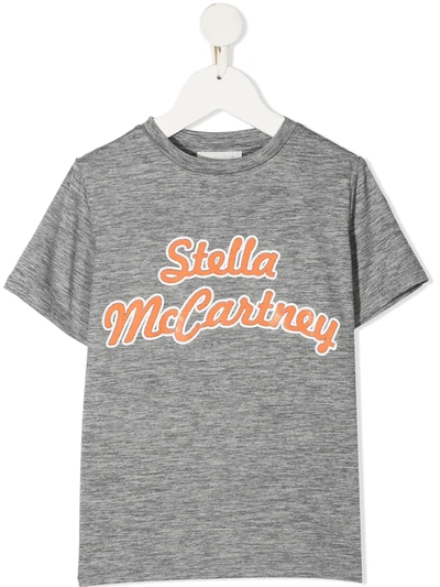 Stella Mccartney Kids' Oversize Logo Sport T-shirt In Grey
