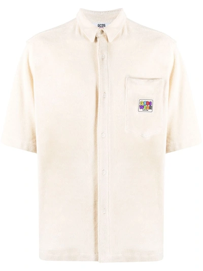 Gcds Logo Patch Terry Polo Shirt In White