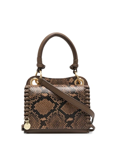 See By Chloé Tilda Snakeskin-effect Leather Shoulder Bag In Brown