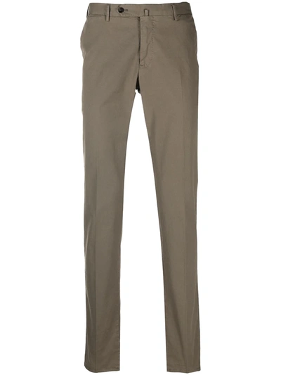 Pt01 Mid-rise Slim-cut Chinos In Green