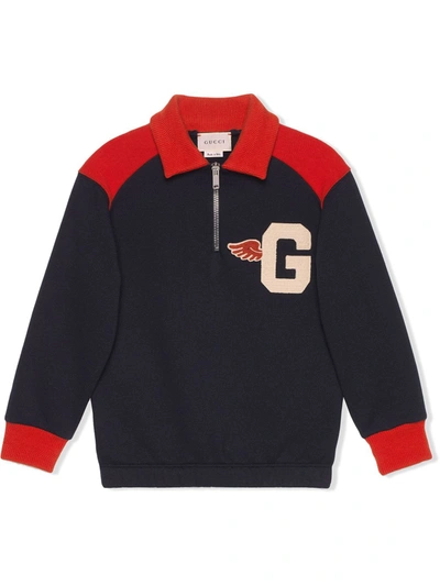 Gucci Kids' G Patch Polo Shirt In Blue