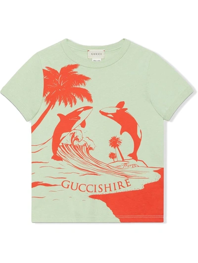 Gucci Kids' 印花棉质平纹针织t恤 In Multi