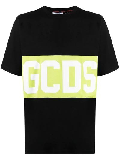 Gcds Logo-print Colour Block T-shirt In Black