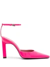 Attico Pointed Leather Heeled Pumps In Pink