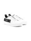 MOSCHINO TEEN LOGO-EMBOSSED LEATHER TRAINERS