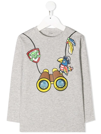 Stella Mccartney Kids' Graphic-print Long-sleeve T-shirt In Grey