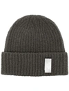 WE11 DONE LOGO-PATCH RIBBED BEANIE