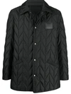 Ferragamo Logo-patch Buttoned Quilted Jacket In Black