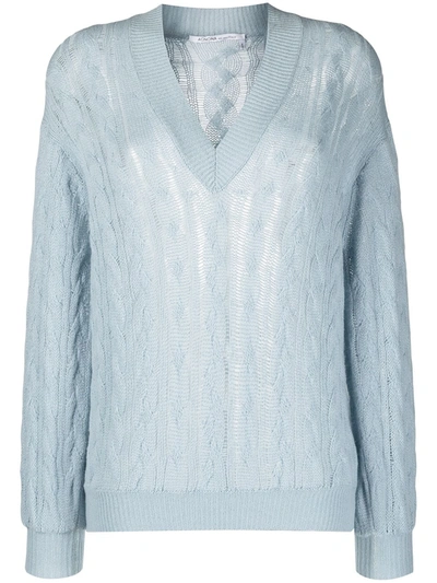 Agnona Cable-knit Jumper In Blue