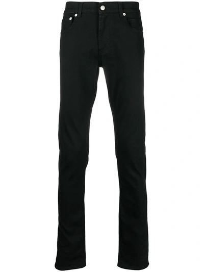 Alexander Mcqueen Washed-black Cotton-blend Skinny-cut Denim Jeans