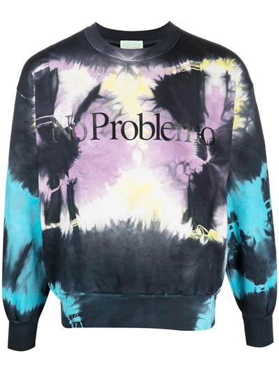 Aries No Problemo Tie-dyed Fleece-back Cotton-jersey Sweatshirt In Black
