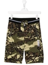 Givenchy Teen Camouflage-print Track Shorts In Green