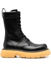 Bottega Veneta 35mm Bounce Brushed Leather Combat Boots In Black
