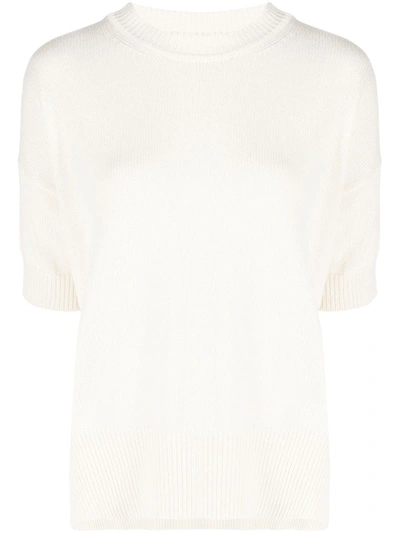 Jil Sander Knitted Cashmere Top In Neutrals