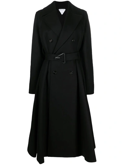 Bottega Veneta Belted-waist Double-breasted Trench Coat In Black