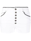 Dondup Embroidered Trim Denim Shorts In White