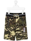 Givenchy Teen Camouflage-print Track Shorts In Green