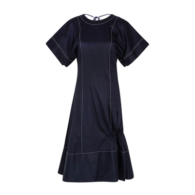 Eudon Choi Rie Navy Cotton Midi Dress