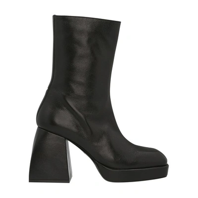 Nodaleto Womens Black Bulla Corta Leather Ankle Boots 7