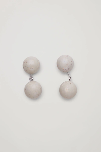 Cos Reconstructed Stone Dangly Earrings In Beige