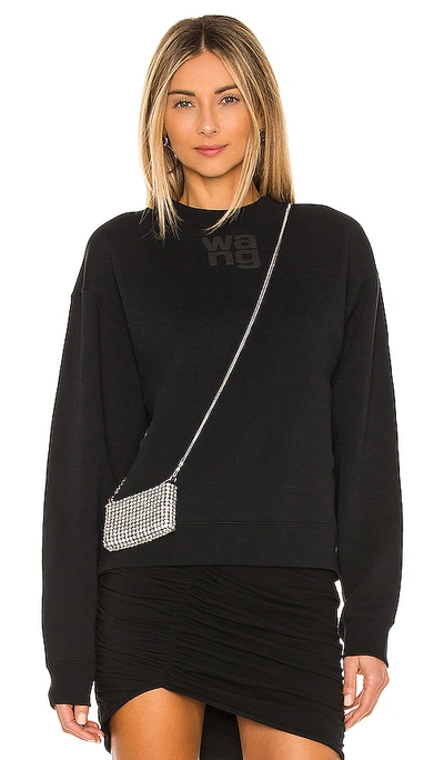 ALEXANDER WANG T ESSENTIAL TERRY CREW SWEATSHIRT W/ PUFF PAINT LOGO,TBYA-WK142