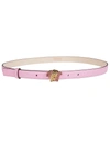 Versace Palazzo Dia Belt With Crystal-encrusted Medusa Buckle In Flamingo Pink/gold
