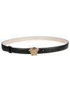 Versace Palazzo Dia Belt With Crystal-encrusted Medusa Buckle In Black/gold