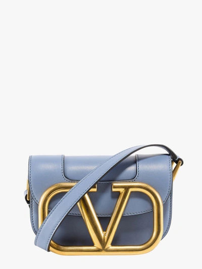 Valentino Garavani Supervee Sm Leather Shoulder Bag In Blu Polvere
