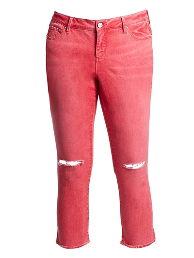 Slink Jeans, Plus Size Cropped Jeans In Hot Pink