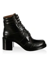 Tabitha Simmons Women's Leo Leather Block Heel Combat Boots In Black